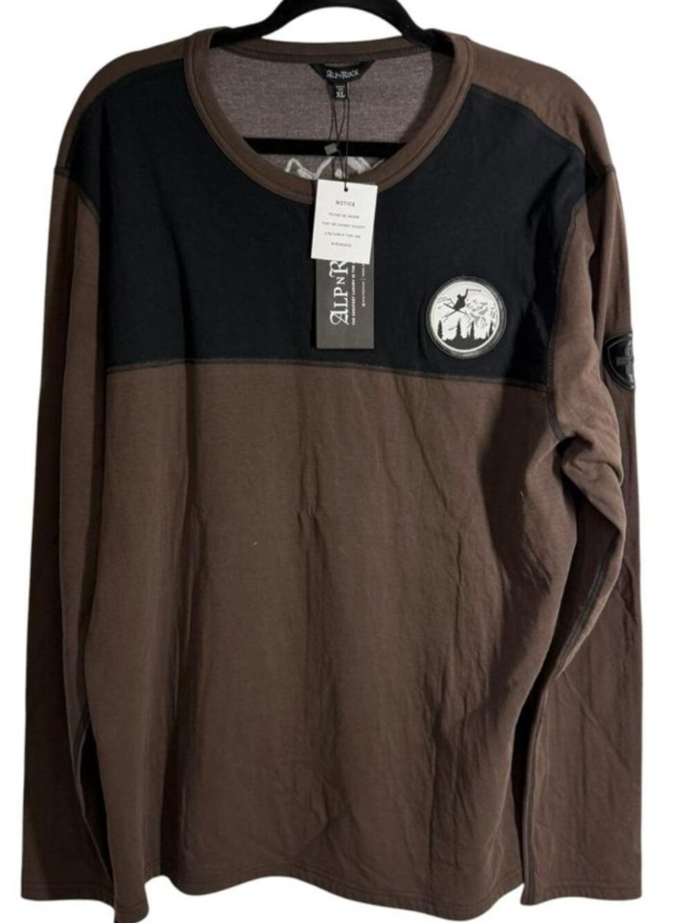 NEW Park City Crew Neck Long Sleeve Organic Cotton Shirt in color Coffee Size XL
